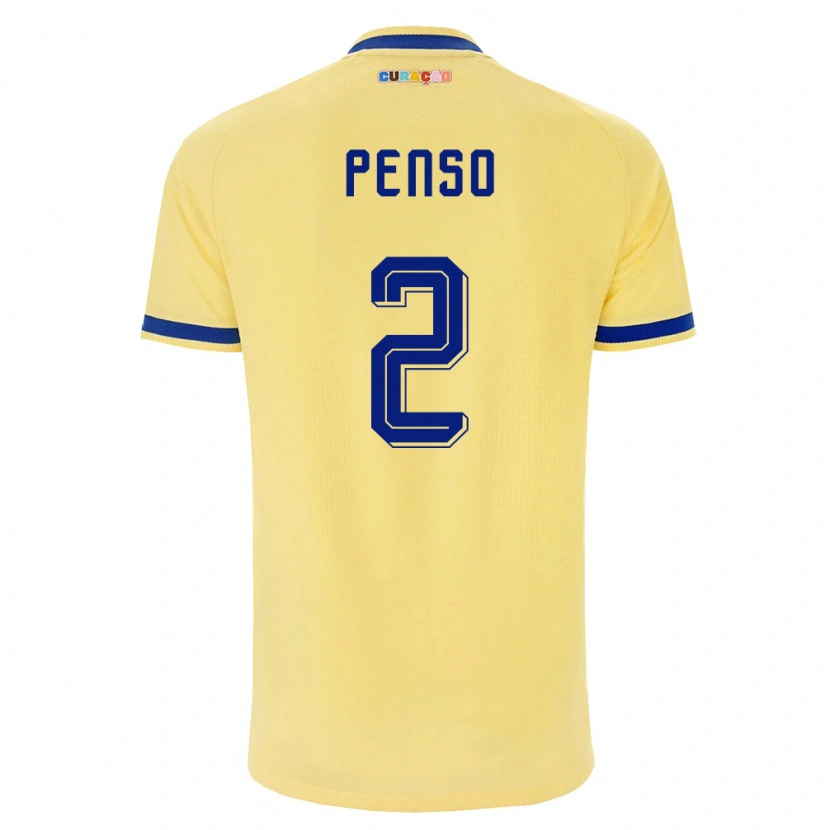 Danxenレディースキュラソー島Kyano Penso#2黄 紺 ピンクアウェイシャツ26-28ジャージーユニフォーム