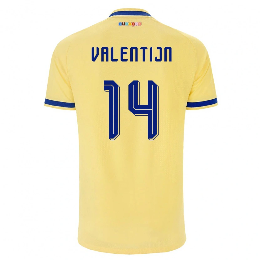 Danxenレディースキュラソー島Jurvain Valentijn#14黄 紺 ピンクアウェイシャツ26-28ジャージーユニフォーム