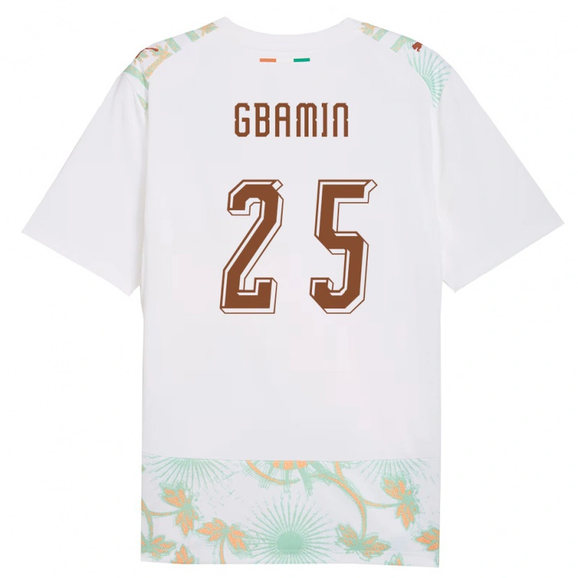 Danxenレディースコートジボワールジャン＝フィリップ・グバミン#25白 オレンジ 緑アウェイシャツ26-28ジャージーユニフォーム