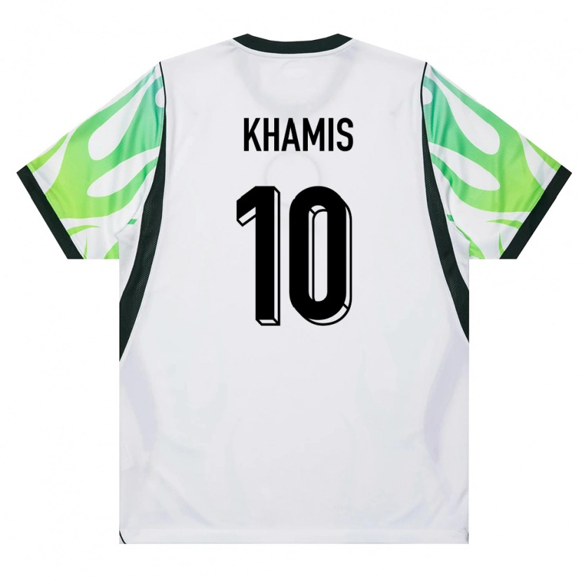 DanxenレディースナイジェリアIdris Khamis#10白 緑アウェイシャツ26-28ジャージーユニフォーム