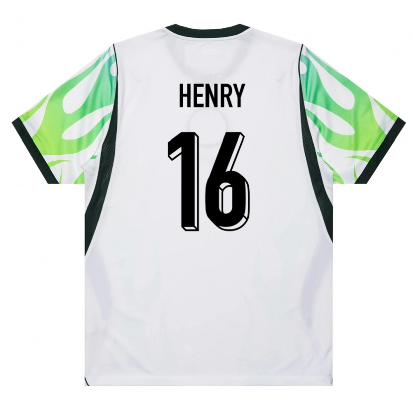 DanxenレディースナイジェリアCaleb Henry#16白 緑アウェイシャツ26-28ジャージーユニフォーム