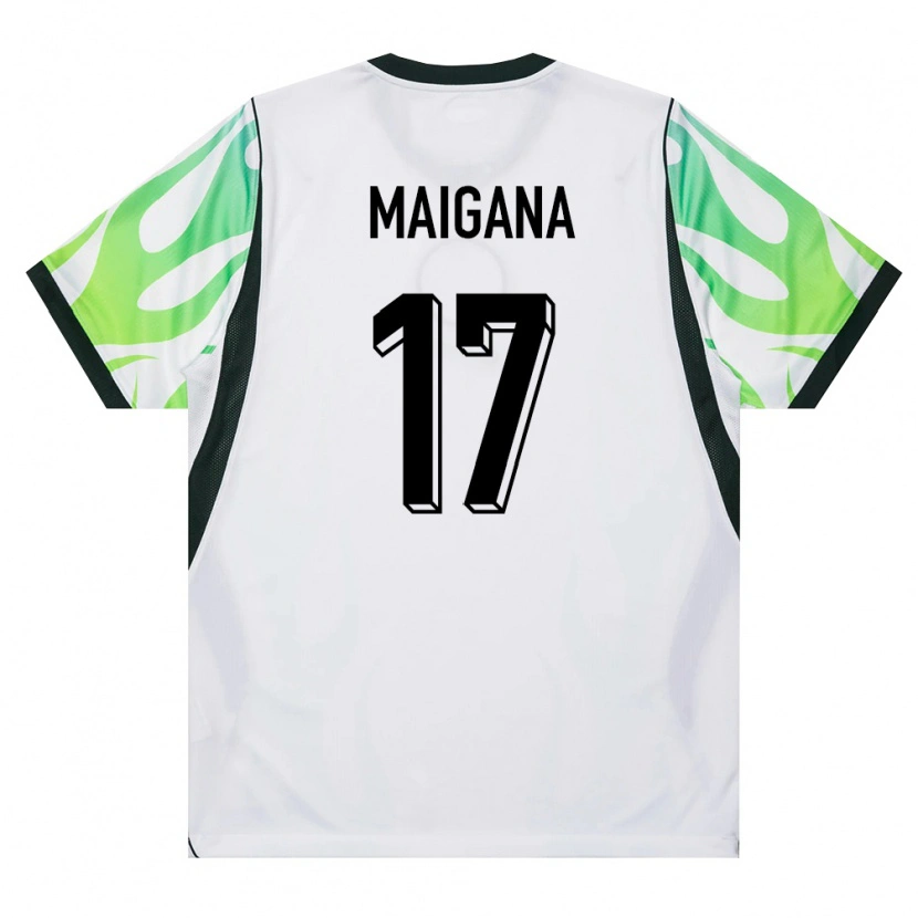 DanxenレディースナイジェリアTahir Maigana#17白 緑アウェイシャツ26-28ジャージーユニフォーム