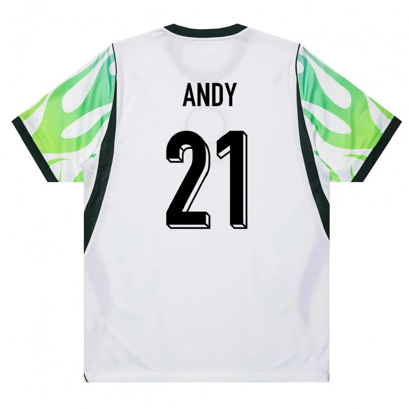 DanxenレディースナイジェリアEzekiel Andy#21白 緑アウェイシャツ26-28ジャージーユニフォーム