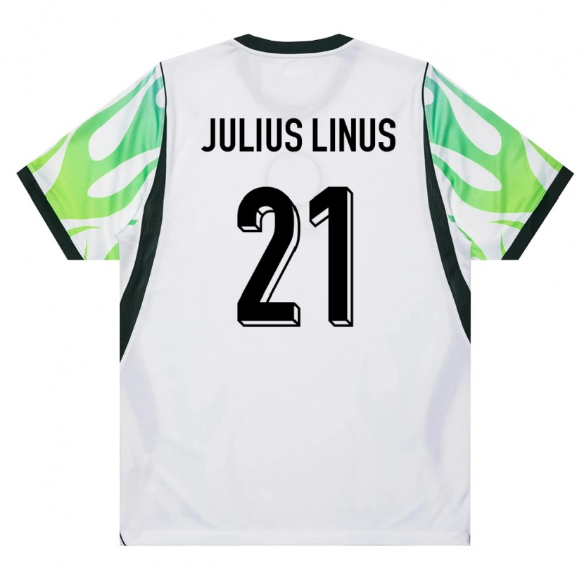 DanxenレディースナイジェリアChijoke Julius Linus#21白 緑アウェイシャツ26-28ジャージーユニフォーム