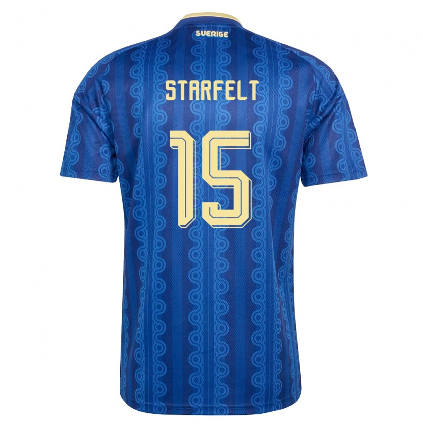 Danxenレディーススウェーデンカール・スターフェルト#15青 紺 黄アウェイシャツ26-28ジャージーユニフォーム