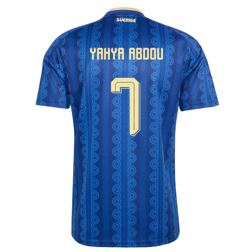 DanxenレディーススウェーデンMaarrouf Yahya Abdou#7青 紺 黄アウェイシャツ26-28ジャージーユニフォーム