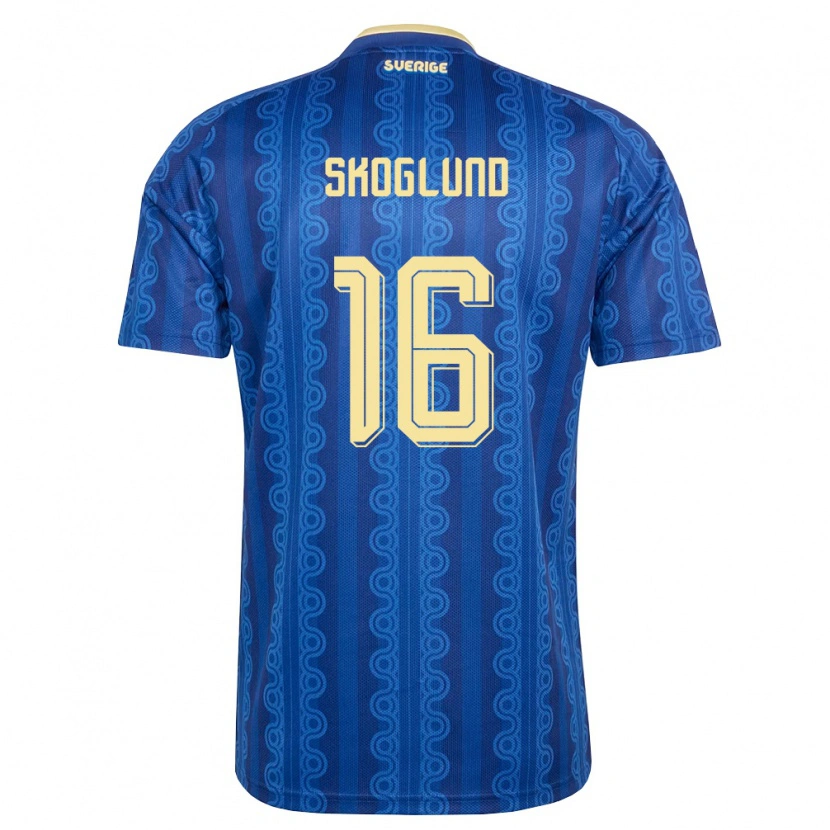 DanxenレディーススウェーデンHampus Skoglund#16青 紺 黄アウェイシャツ26-28ジャージーユニフォーム