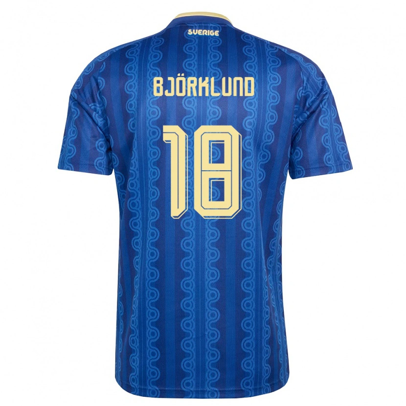 DanxenレディーススウェーデンLukas Björklund#18青 紺 黄アウェイシャツ26-28ジャージーユニフォーム