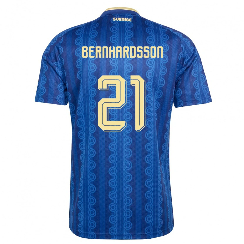 DanxenレディーススウェーデンAlexander Bernhardsson#21青 紺 黄アウェイシャツ26-28ジャージーユニフォーム