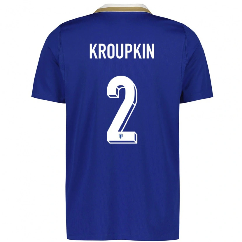 DanxenレディースフィンランドNicklas Kroupkin#2青 白アウェイシャツ26-28ジャージーユニフォーム