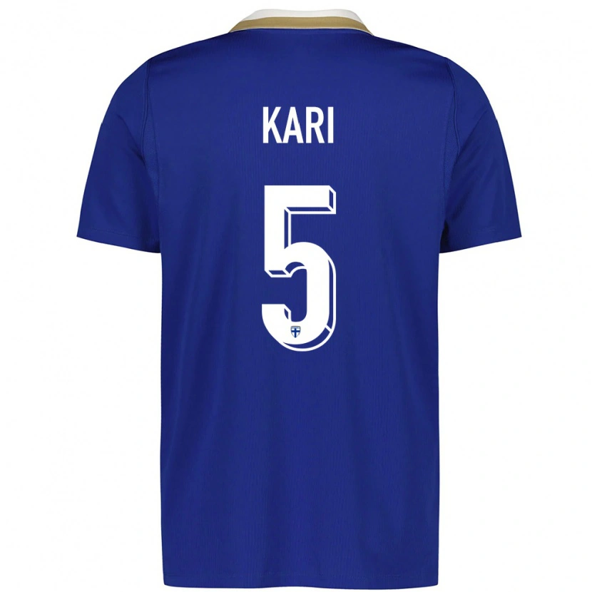 DanxenレディースフィンランドJere Kari#5青 白アウェイシャツ26-28ジャージーユニフォーム