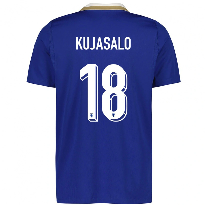 DanxenレディースフィンランドNiilo Kujasalo#18青 白アウェイシャツ26-28ジャージーユニフォーム