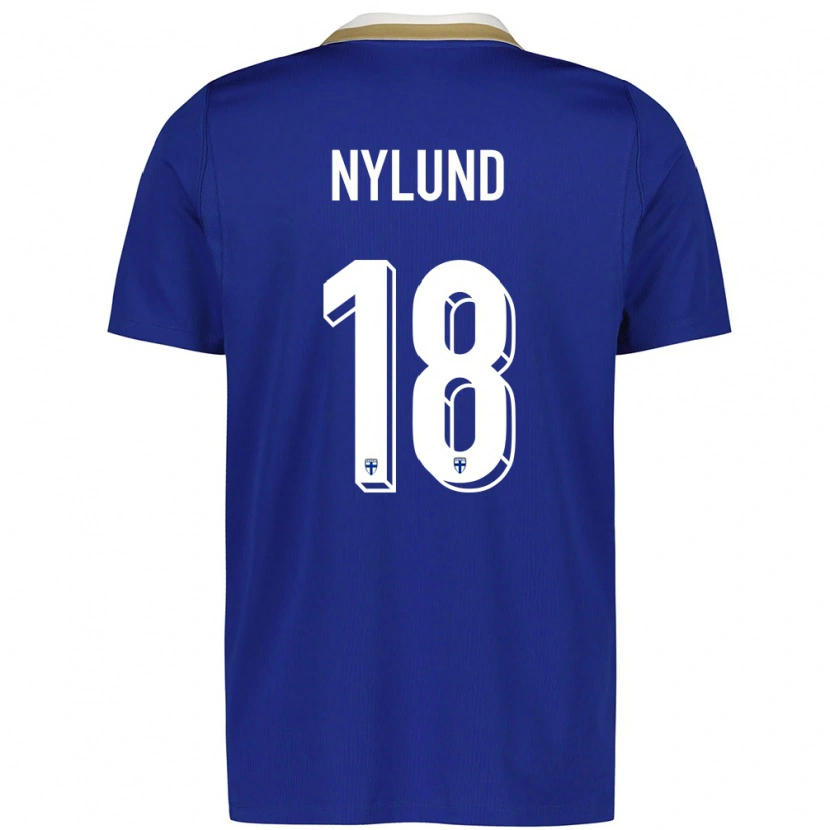 DanxenレディースフィンランドAntton Nylund#18青 白アウェイシャツ26-28ジャージーユニフォーム