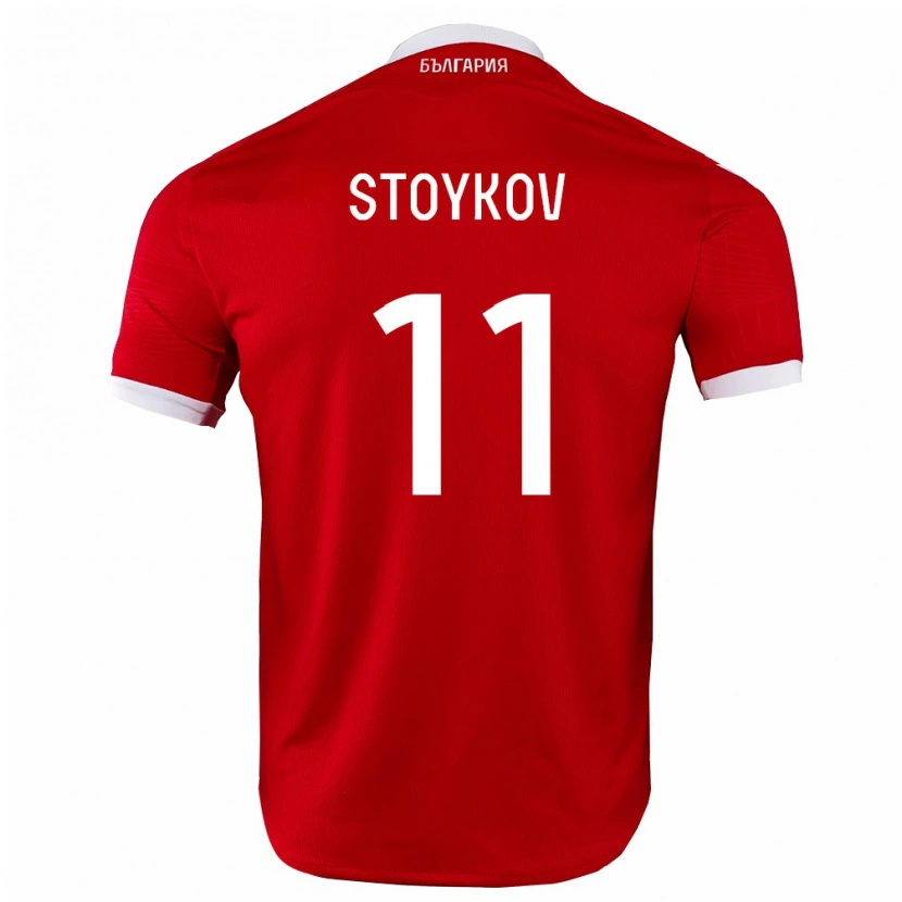 DanxenレディースブルガリアPreslav Stoykov#11赤 白アウェイシャツ26-28ジャージーユニフォーム