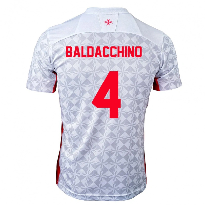DanxenレディースマルタJerome Baldacchino#4灰 白 赤アウェイシャツ26-28ジャージーユニフォーム