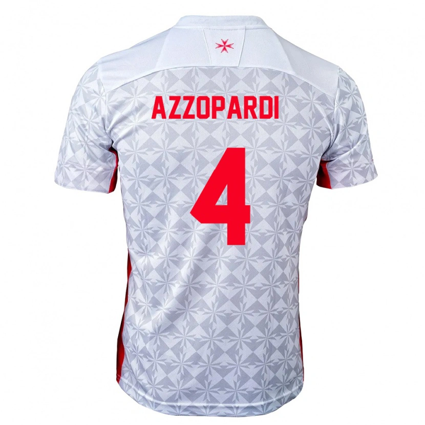 DanxenレディースマルタZayden Azzopardi#4灰 白 赤アウェイシャツ26-28ジャージーユニフォーム