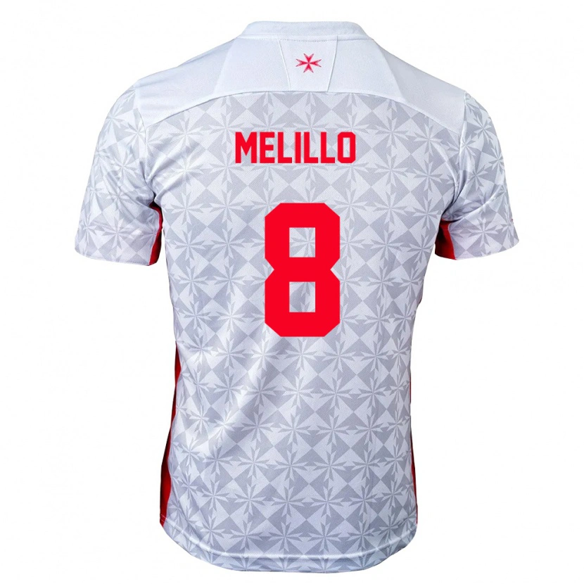 DanxenレディースマルタThomas Melillo#8灰 白 赤アウェイシャツ26-28ジャージーユニフォーム