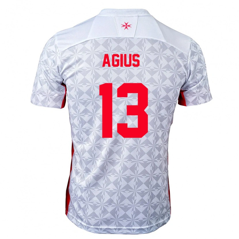 DanxenレディースマルタAiden Agius#13灰 白 赤アウェイシャツ26-28ジャージーユニフォーム