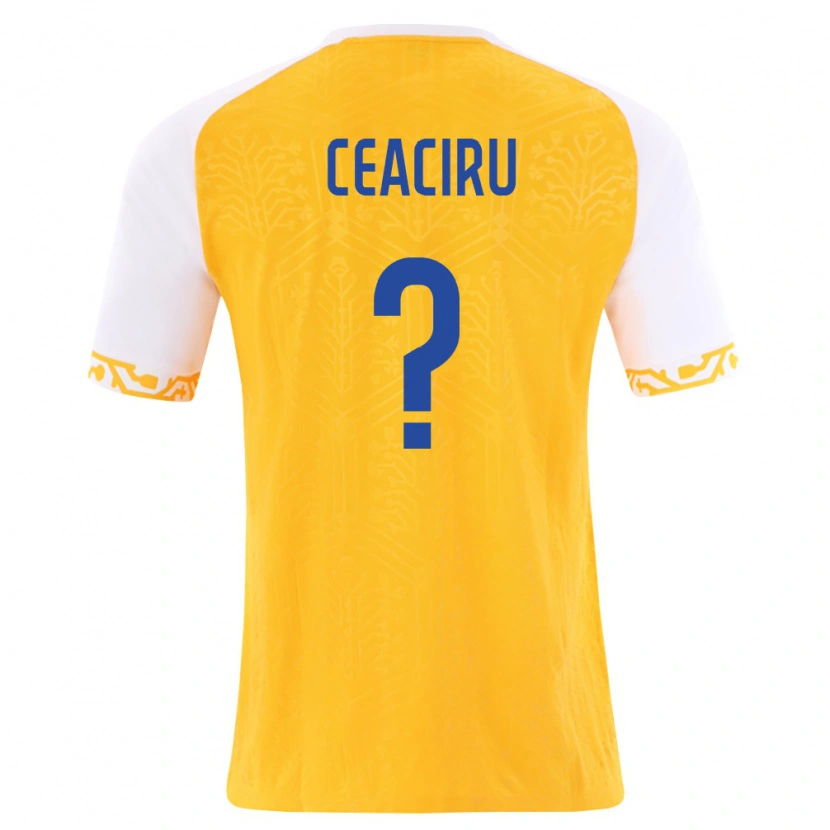 DanxenレディースモルドバNicolae Ceaciru#0黄 白アウェイシャツ26-28ジャージーユニフォーム