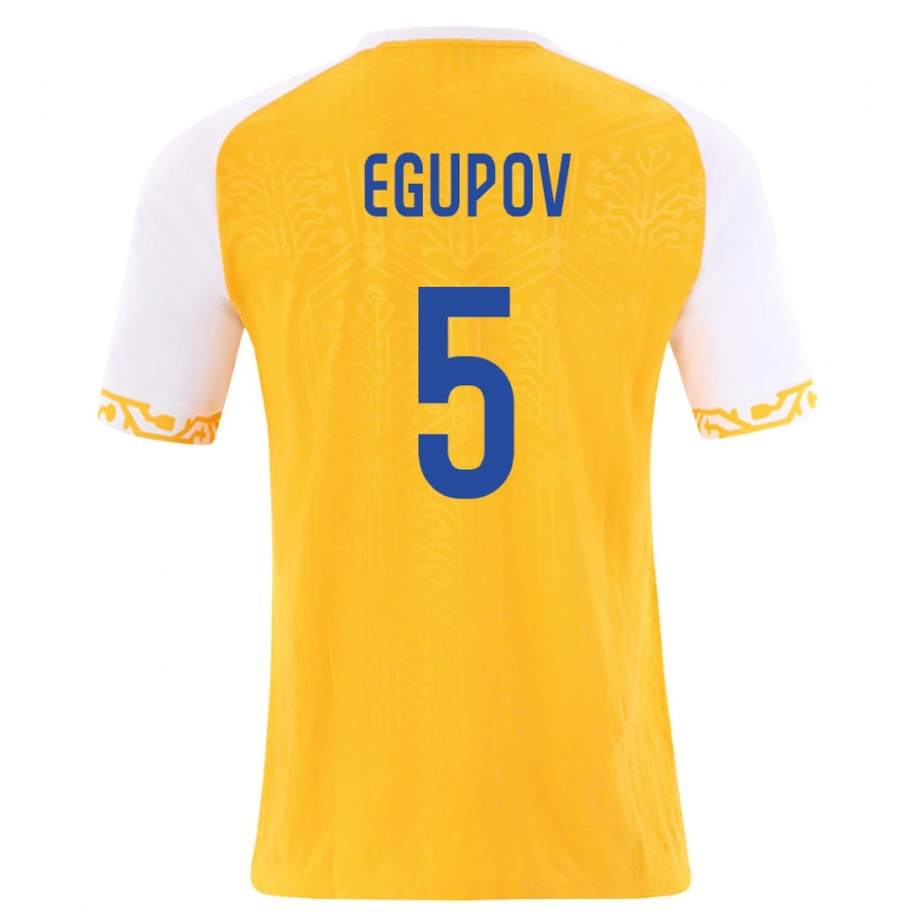 DanxenレディースモルドバAlexandr Egupov#5黄 白アウェイシャツ26-28ジャージーユニフォーム