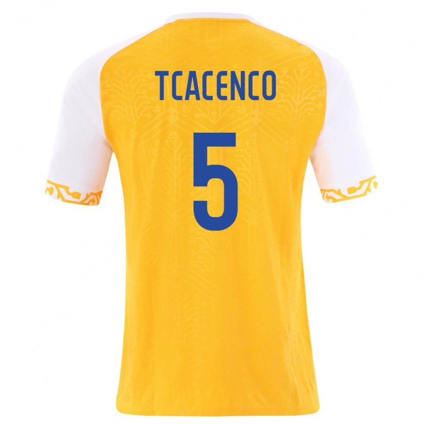 DanxenレディースモルドバChristian Tcacenco#5黄 白アウェイシャツ26-28ジャージーユニフォーム