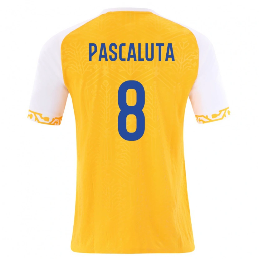 DanxenレディースモルドバCristian Păscăluță#8黄 白アウェイシャツ26-28ジャージーユニフォーム