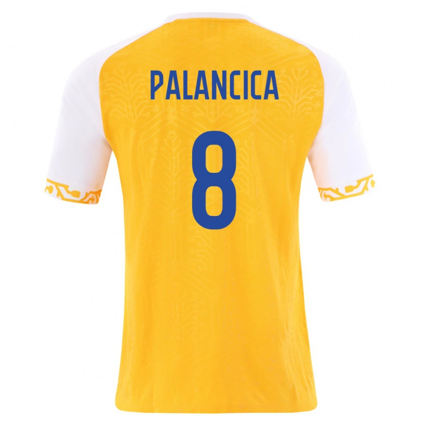 DanxenレディースモルドバCristian Palancica#8黄 白アウェイシャツ26-28ジャージーユニフォーム