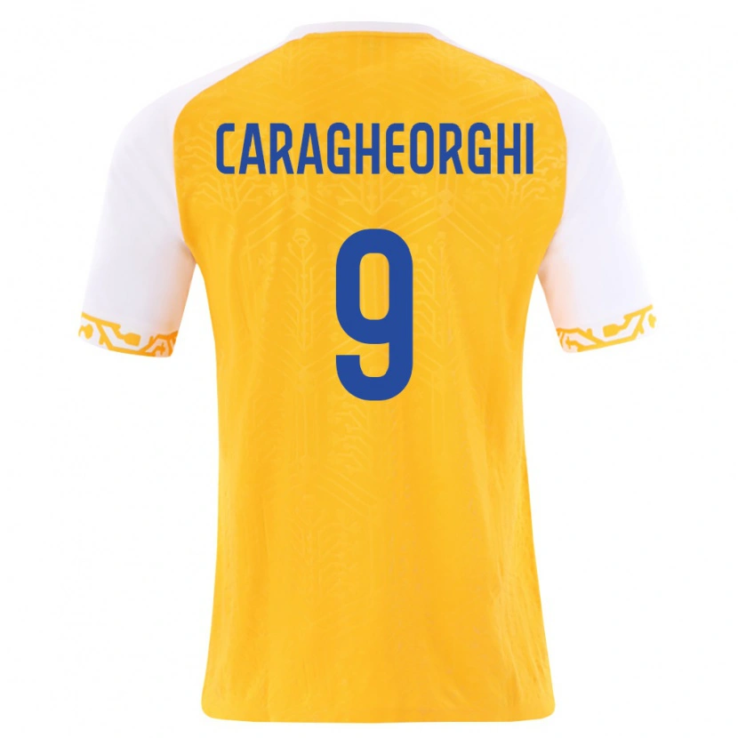 DanxenレディースモルドバNichita Caragheorghi#9黄 白アウェイシャツ26-28ジャージーユニフォーム