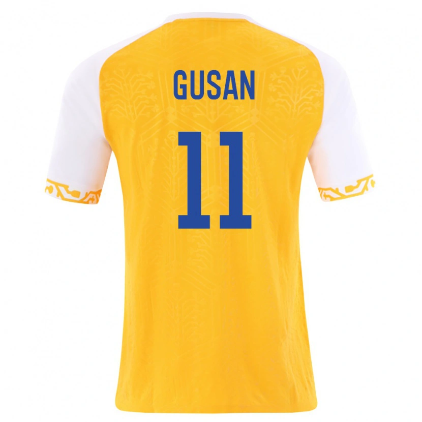 DanxenレディースモルドバJustian Gusan#11黄 白アウェイシャツ26-28ジャージーユニフォーム