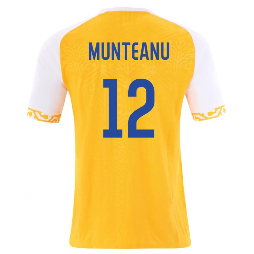 DanxenレディースモルドバAdrian Munteanu#12黄 白アウェイシャツ26-28ジャージーユニフォーム