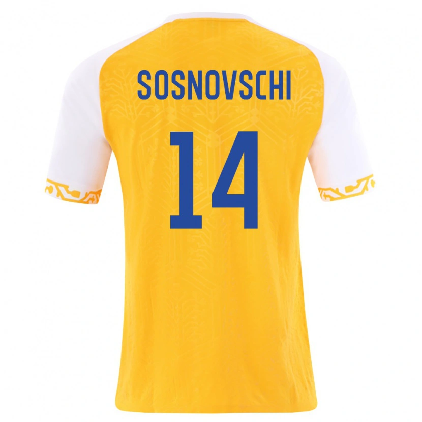 DanxenレディースモルドバAndrei Sosnovschi#14黄 白アウェイシャツ26-28ジャージーユニフォーム