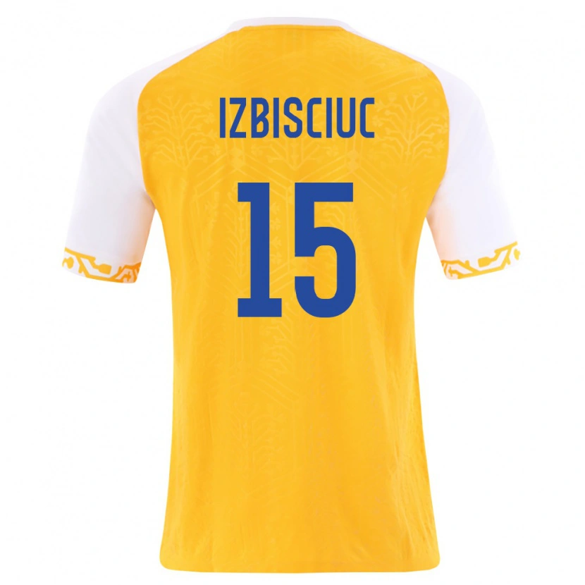 DanxenレディースモルドバPedro Izbișciuc#15黄 白アウェイシャツ26-28ジャージーユニフォーム