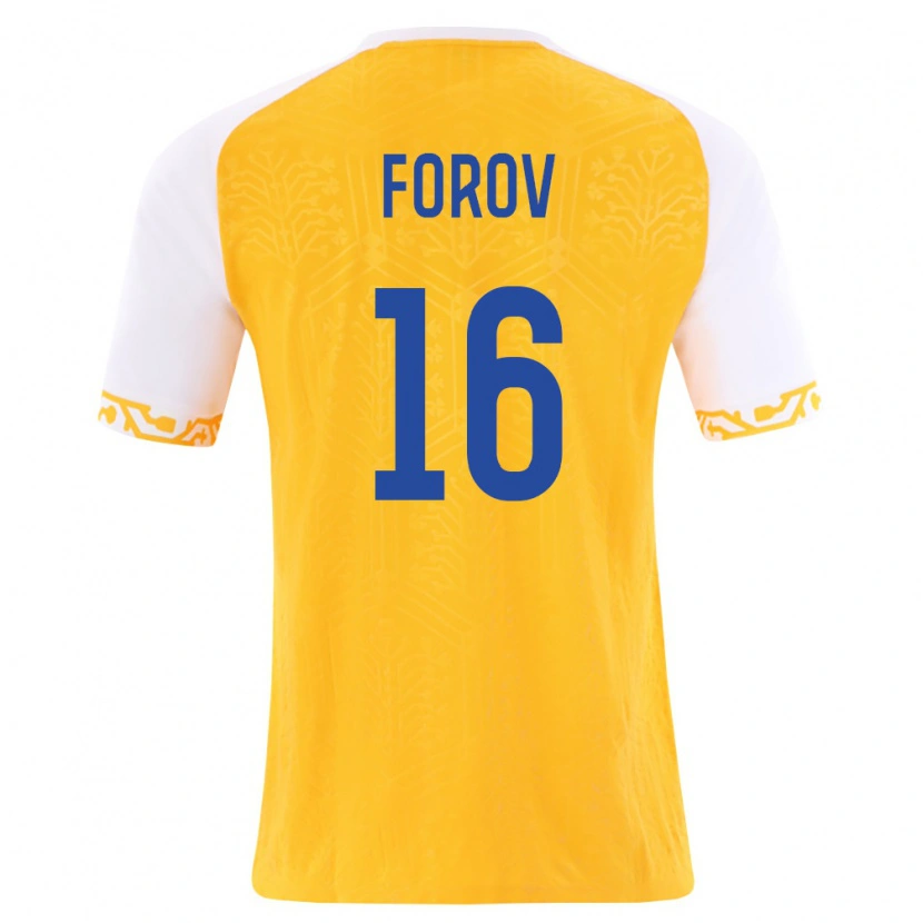 DanxenレディースモルドバDanila Forov#16黄 白アウェイシャツ26-28ジャージーユニフォーム