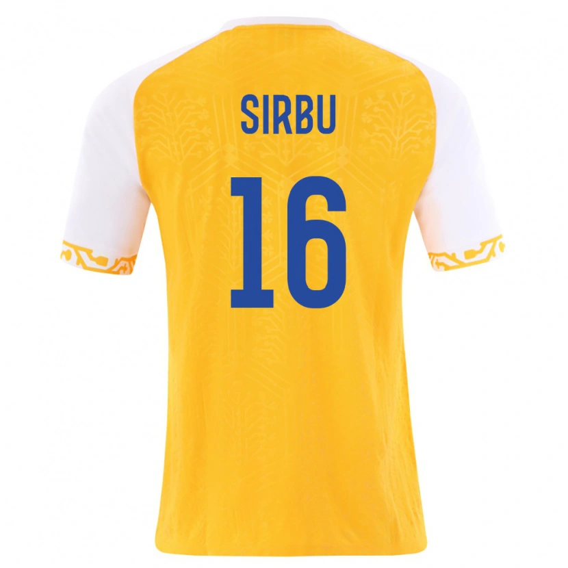 DanxenレディースモルドバDavid Sirbu#16黄 白アウェイシャツ26-28ジャージーユニフォーム
