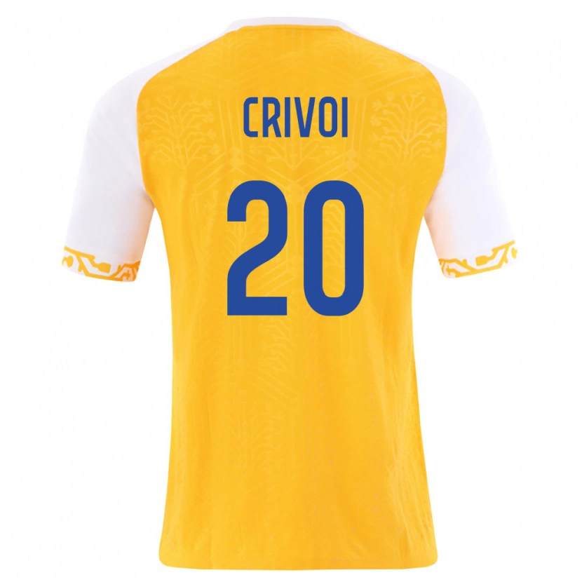 DanxenレディースモルドバMihai Crivoi#20黄 白アウェイシャツ26-28ジャージーユニフォーム