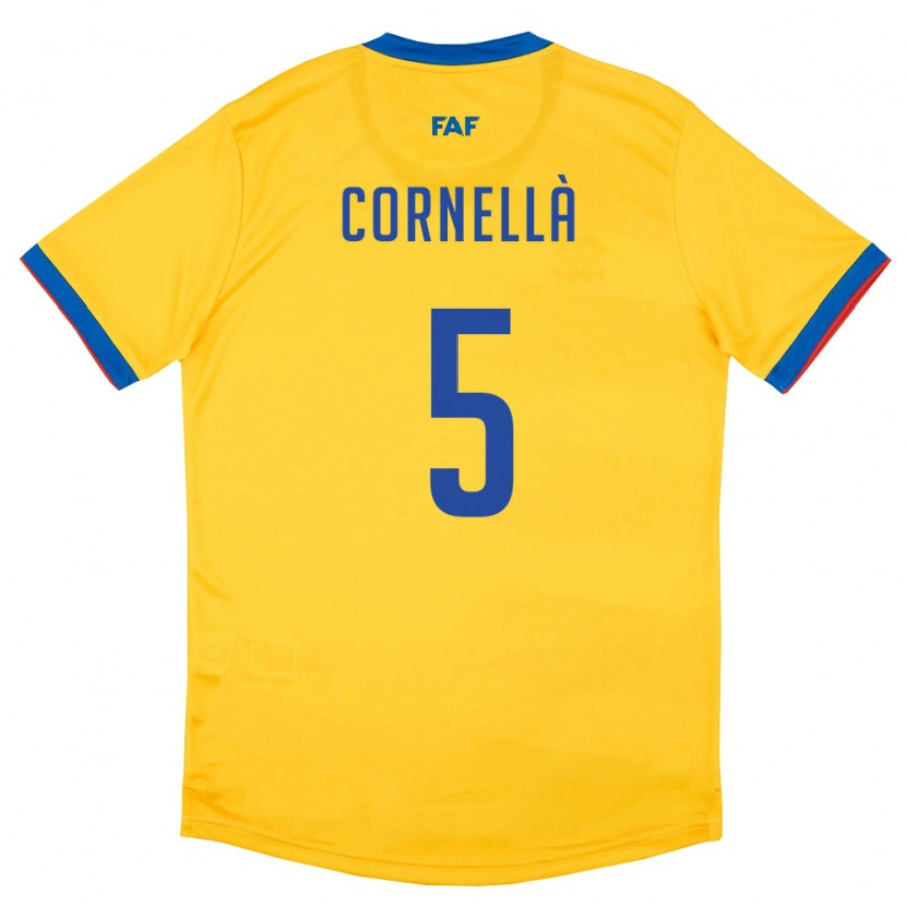 DanxenレディースアンドラAlex Cornellà#5黄 青 赤アウェイシャツ26-28ジャージーユニフォーム