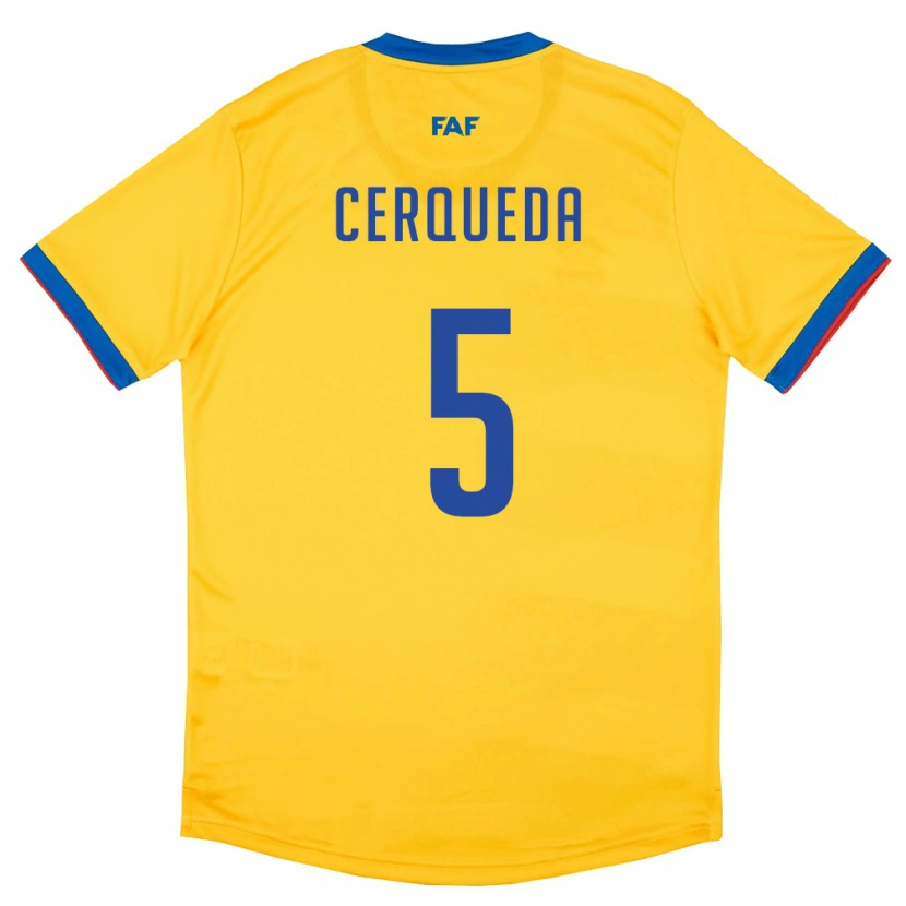 DanxenレディースアンドラEric Cerqueda#5黄 青 赤アウェイシャツ26-28ジャージーユニフォーム