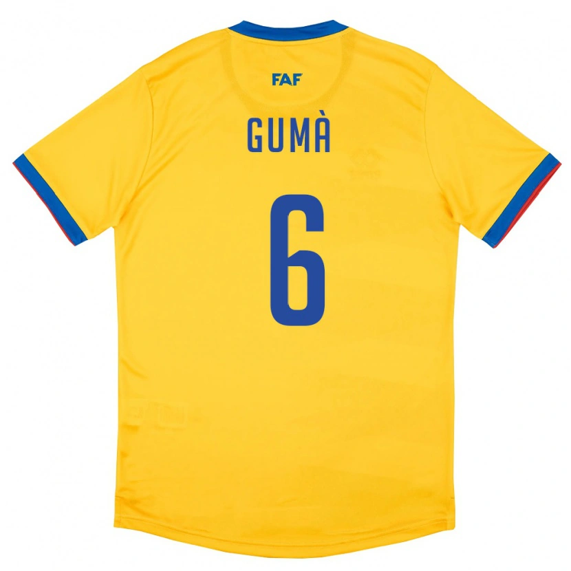 DanxenレディースアンドラArnau Gumà#6黄 青 赤アウェイシャツ26-28ジャージーユニフォーム