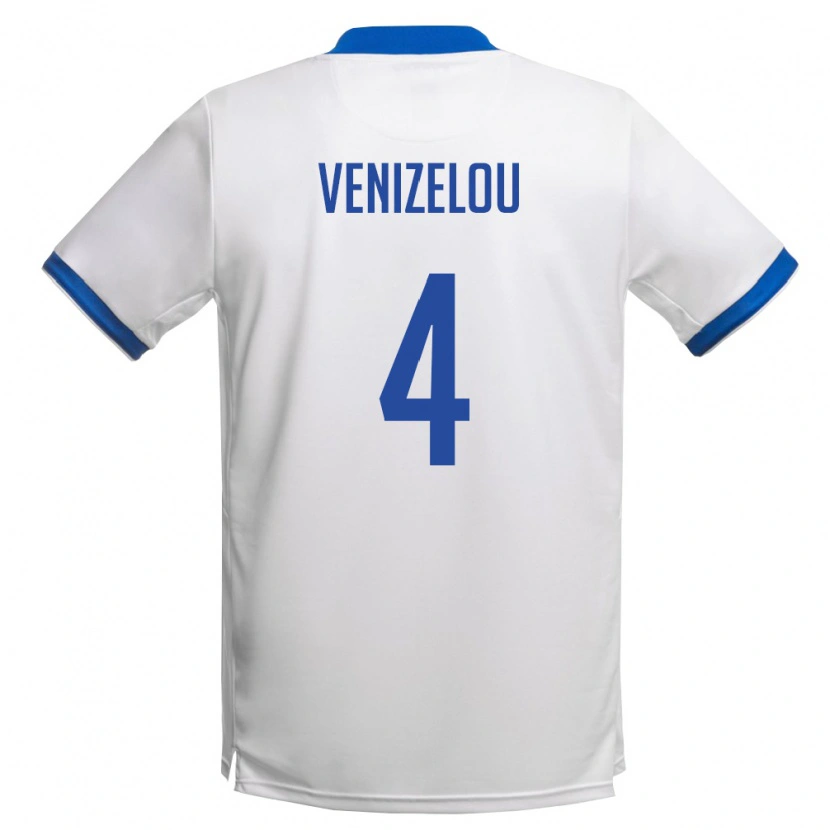 DanxenレディースキプロスKonstantinos Venizelou#4白 ロイヤルブルーアウェイシャツ26-28ジャージーユニフォーム