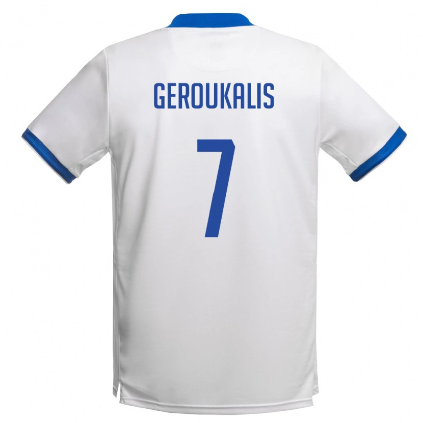 DanxenレディースキプロスAlexandros Geroukalis#7白 ロイヤルブルーアウェイシャツ26-28ジャージーユニフォーム