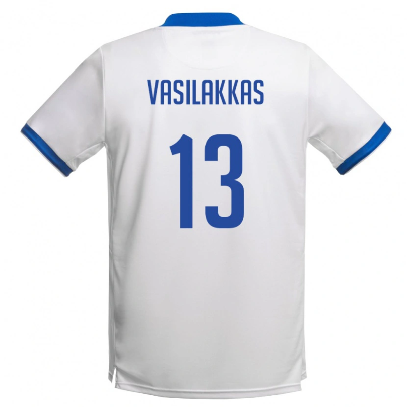 DanxenレディースキプロスVasilis Vasilakkas#13白 ロイヤルブルーアウェイシャツ26-28ジャージーユニフォーム