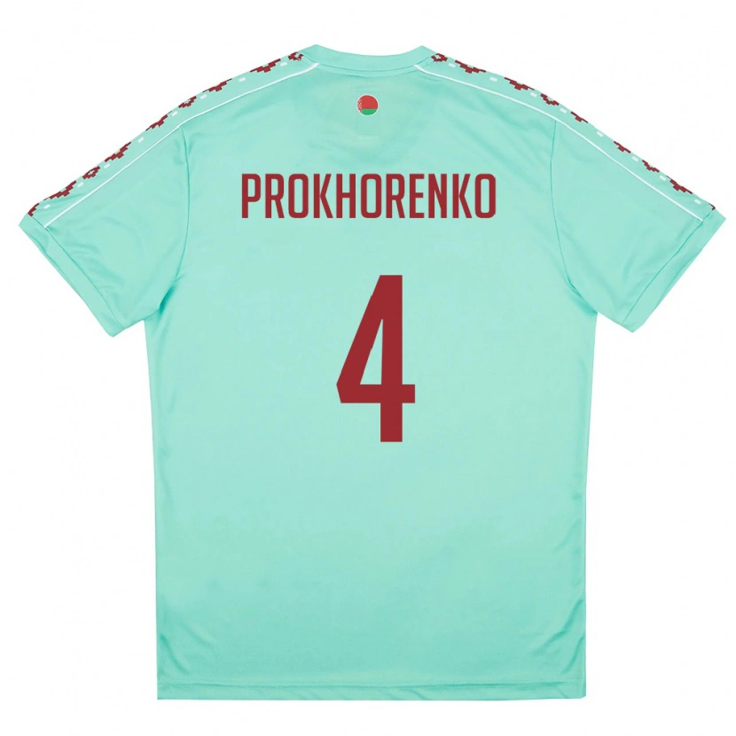 DanxenレディースベラルーシAleksandr Prokhorenko#4ライトグリーン バーガンディアウェイシャツ26-28ジャージーユニフォーム