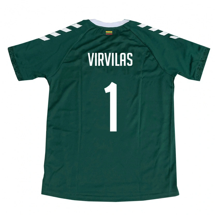 DanxenレディースリトアニアJulius Virvilas#1ダークグリーン 白アウェイシャツ26-28ジャージーユニフォーム