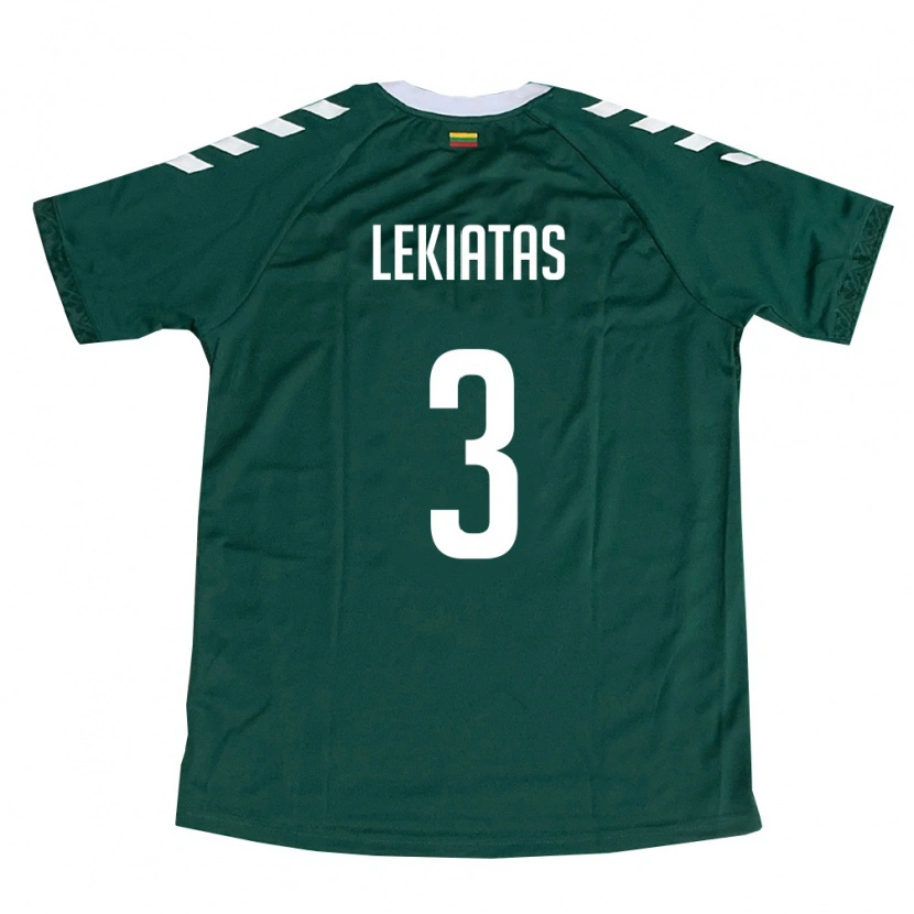 DanxenレディースリトアニアRokas Lekiatas#3ダークグリーン 白アウェイシャツ26-28ジャージーユニフォーム