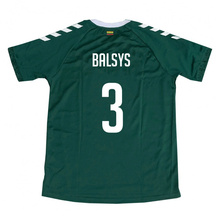 DanxenレディースリトアニアDovydas Balsys#3ダークグリーン 白アウェイシャツ26-28ジャージーユニフォーム