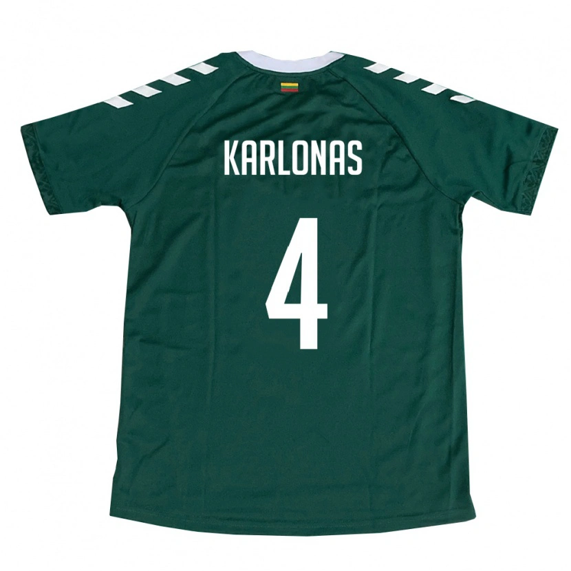 DanxenレディースリトアニアAlgirdas Karlonas#4ダークグリーン 白アウェイシャツ26-28ジャージーユニフォーム