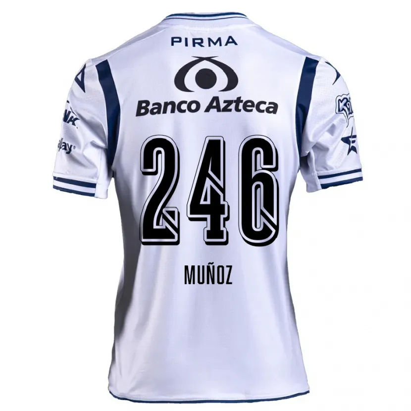 DanxenキッズZamier Muñoz#246ホワイト ネイビーブルーホームシャツ2024/25ジャージーユニフォーム