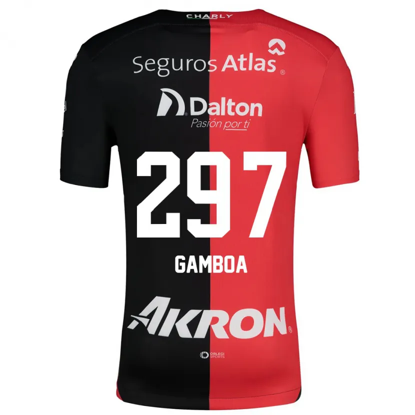 Danxenキッズルイス・ガンボア#297赤、黒ホームシャツ2024/25ジャージーユニフォーム