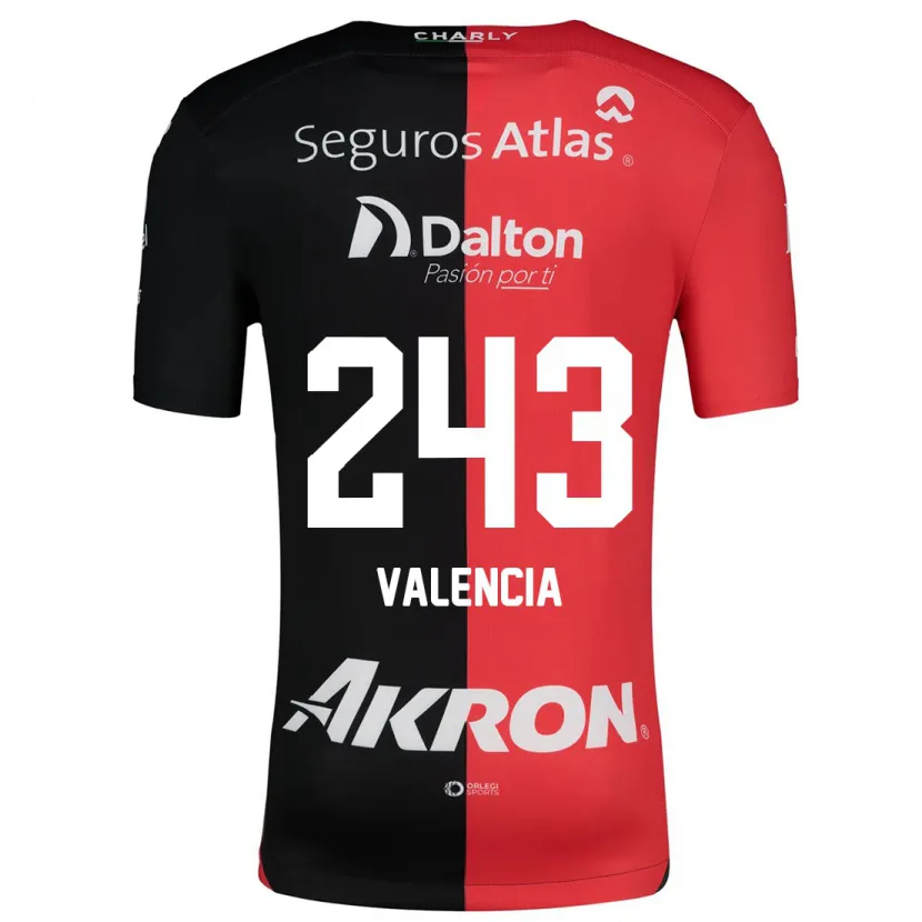 DanxenキッズLuis Valencia#243赤、黒ホームシャツ2024/25ジャージーユニフォーム