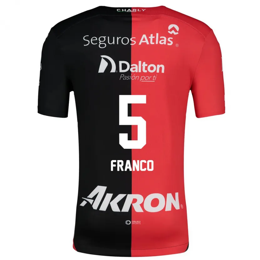Danxenキッズアレハンドラ・フランコ#5赤、黒ホームシャツ2024/25ジャージーユニフォーム